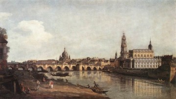  right Painting - View Of Dresden From The Right bank Of The Elbe With The Augustus Bridge urban Bernardo Bellotto